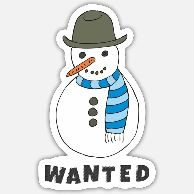 SNOWMAN WANTED 2 - Sticker size S (10 x 10 cm) - white matte