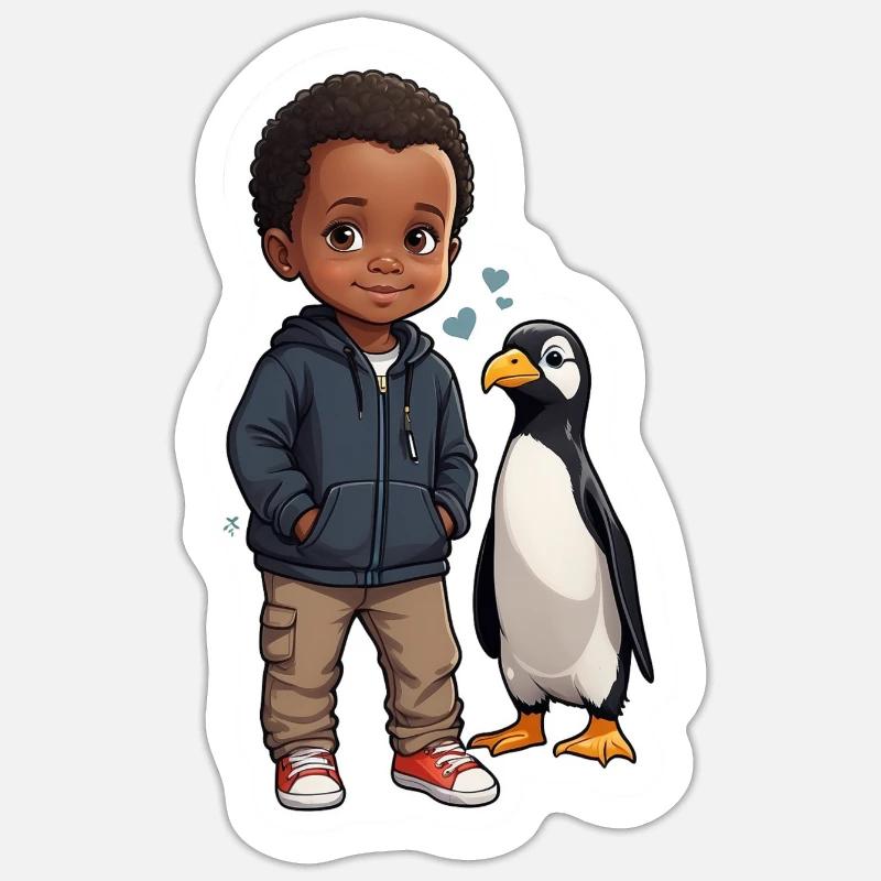 Pinguin Freunde Kind Geschenkidee Sticker Größe S (10 x 10 cm)