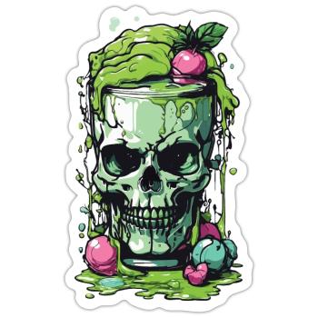 Giftiger Gothic Skull Becher Halloween Design - Sticker Größe S (10 x 10 cm) - Mattweiß - Vorne