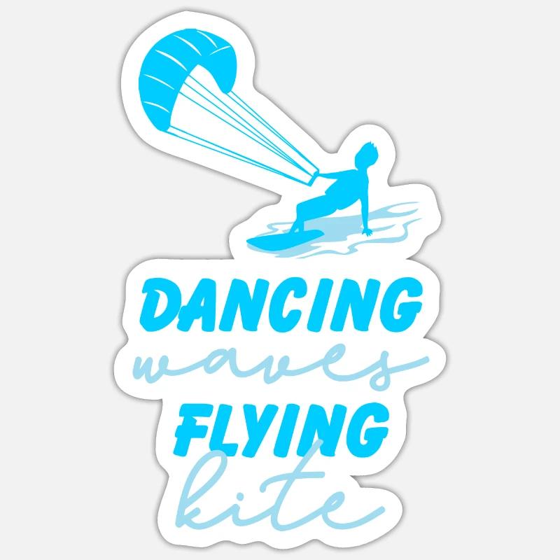 Dancing waves flying kite Kitesurfer Geschenk - Sticker Größe S (10 x 10 cm) - Mattweiß