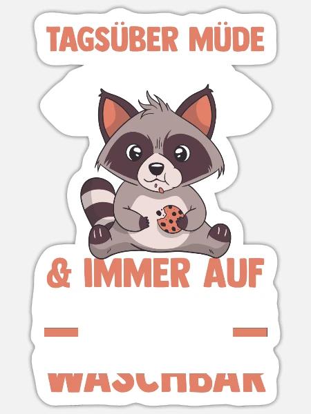 Waschbär - Sticker Größe S (10 x 10 cm) - Mattweiß