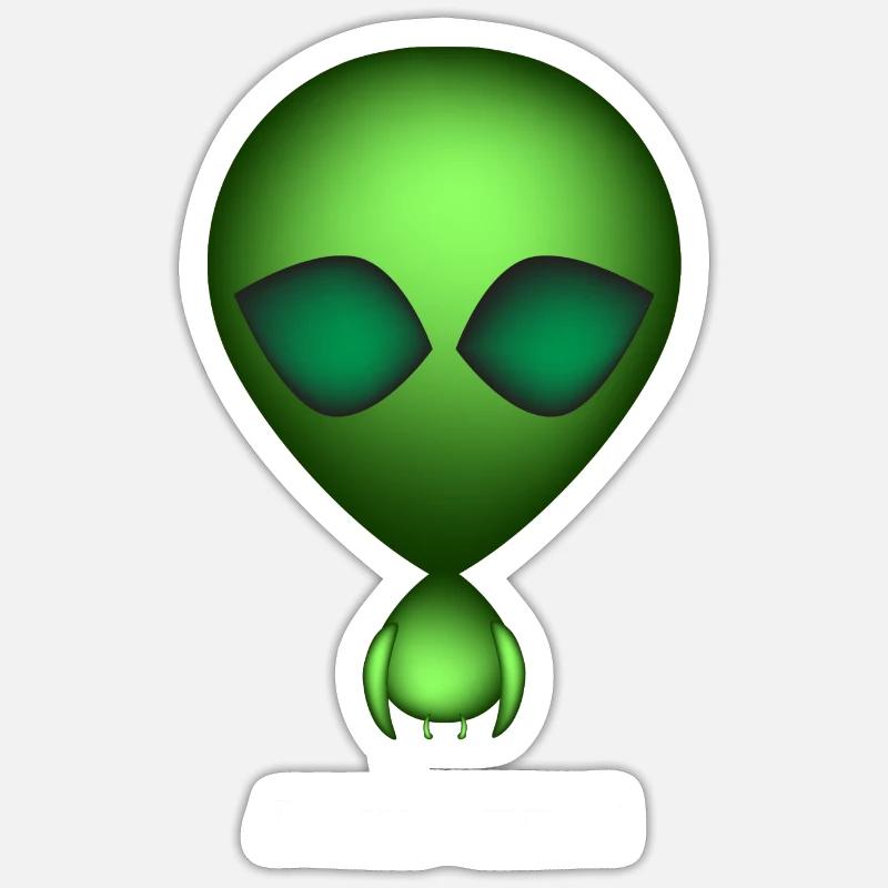 Alien Vert Je suis Extra - Sticker taille S (10 x 10 cm) - blanc mat