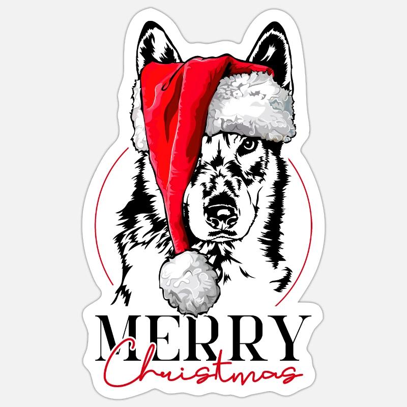 Lévrier tchécoslovaque Joyeux Noël - Sticker taille S (10 x 10 cm) - blanc mat