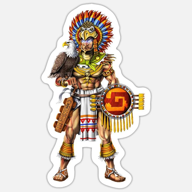 Aztec Eagle Warrior - Sticker size S (10 x 10 cm) - white matte