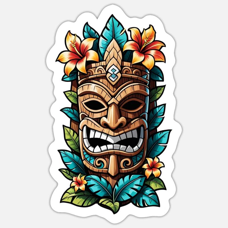 Tiki Beach - Polynesia Statue - Sticker size S (10 x 10 cm) - white matte