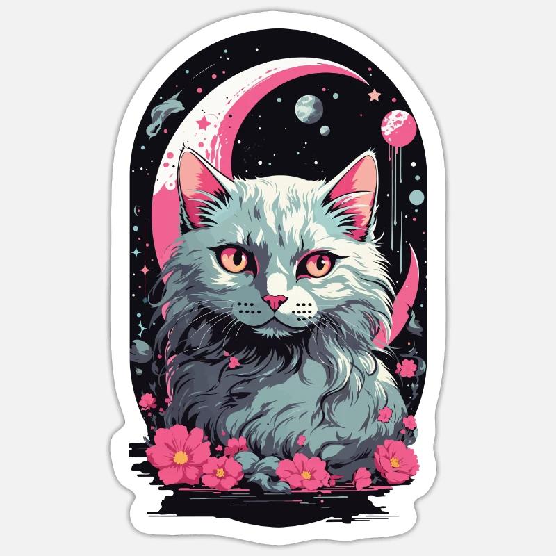 Gothic Pastel Magic Cat Night Aesthetic Sticker size S (10 x 10 cm)