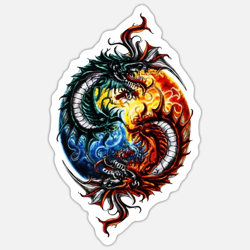 Yin Yang Dragon Sticker taille S (10 x 10 cm)