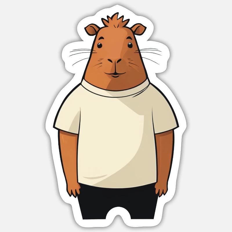 Mec capybara Sticker taille S (10 x 10 cm)