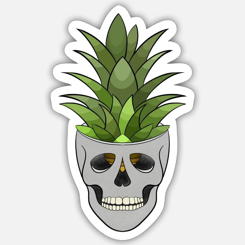 Crâne d’ananas - Sticker taille S (10 x 10 cm) - blanc mat