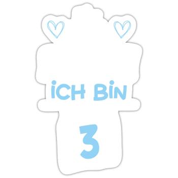 Bääm Ich Bin 3 Traktor - Sticker Größe S (10 x 10 cm) - Mattweiß - Vorne