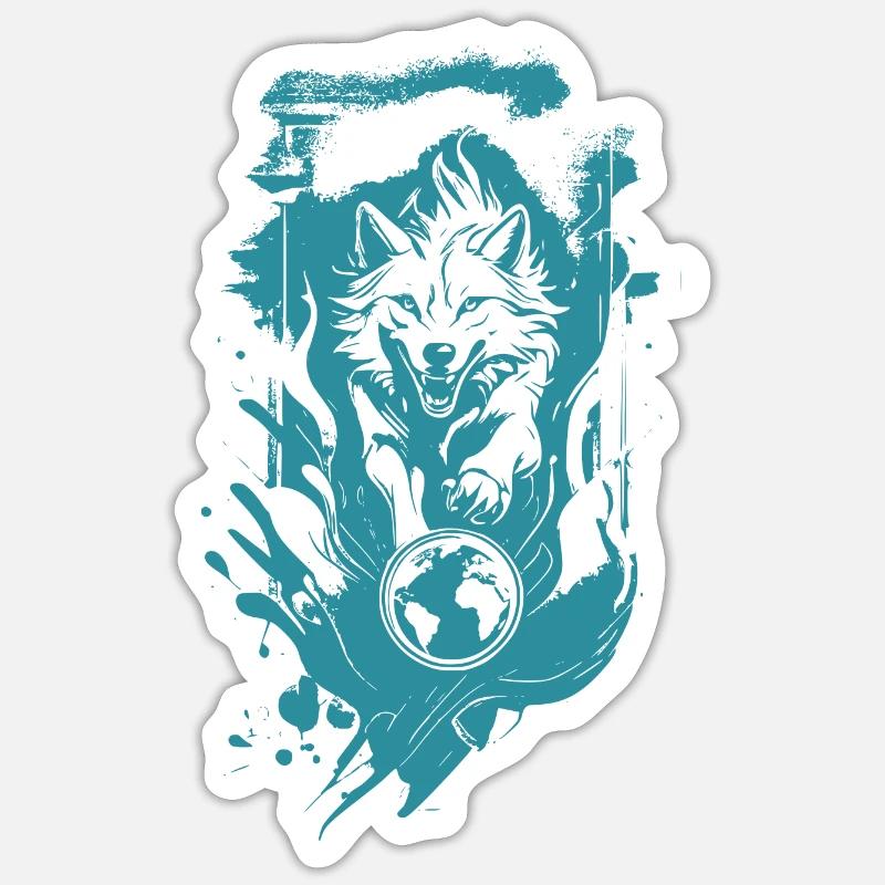 Aggressiver Wolf - Sticker Größe S (10 x 10 cm) - Mattweiß