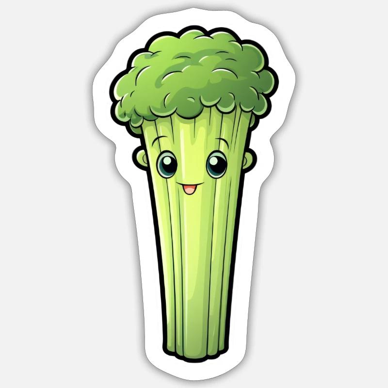 Staudensellerie oder Stangensellerie Kawaii Sticker Größe S (10 x 10 cm)