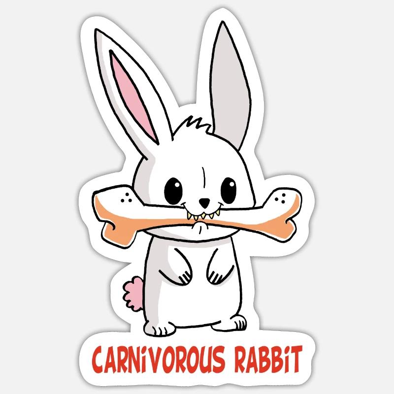 Carnivorous white rabbit Sticker size S (10 x 10 cm)
