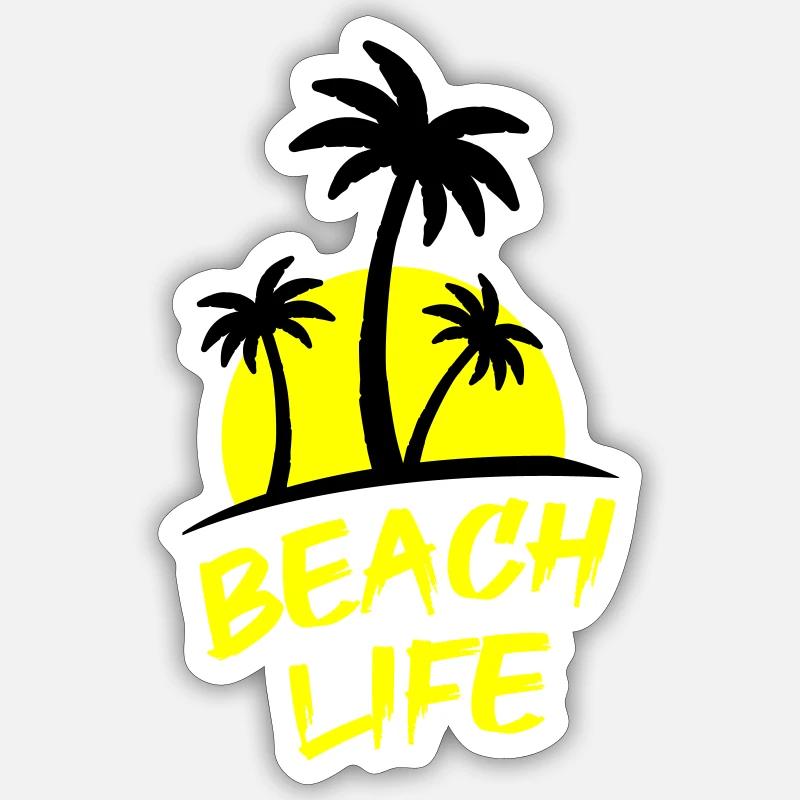 La vie à la plage - Sticker taille S (10 x 10 cm) - blanc mat