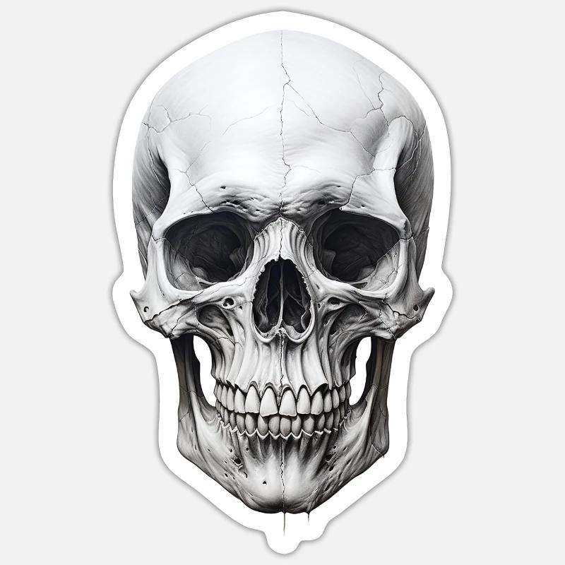 teschio classico - Sticker formato S (10 x 10 cm) - bianco opaco