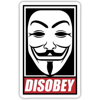 Disobey Colors changeable - Sticker size S (10 x 10 cm) - white matte - Front