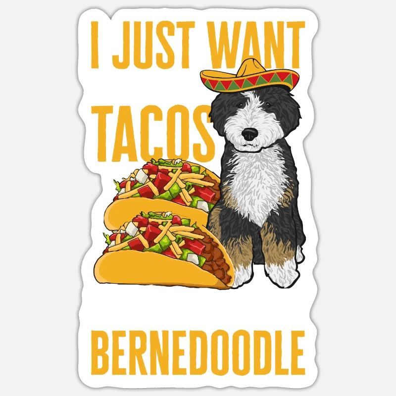 Chien Bernedoodle - Sticker taille S (10 x 10 cm) - blanc mat