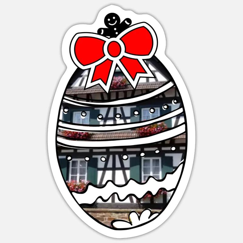 Alsace Easter egg - Sticker size S (10 x 10 cm) - white matte