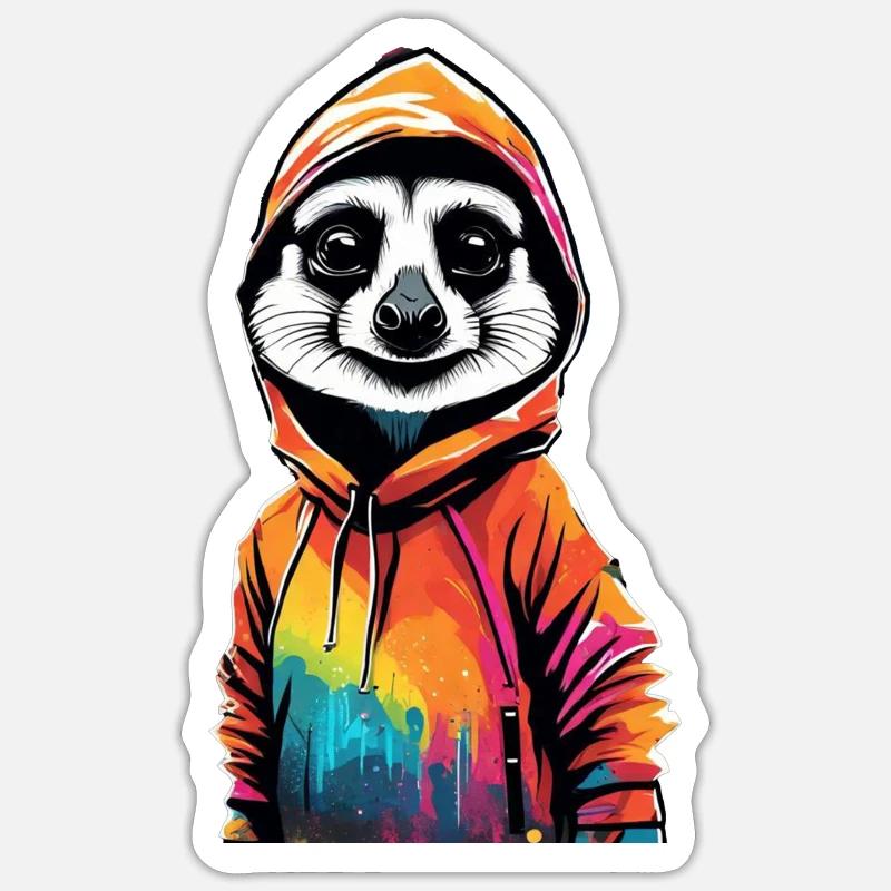Cooles Erdmännchen - Sticker Größe S (10 x 10 cm) - Mattweiß