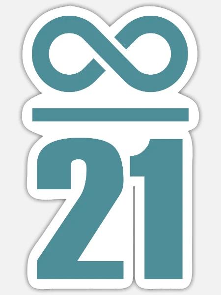 Unendlich durch 21 Millionen Bitcoin - Sticker Größe S (10 x 10 cm) - Mattweiß