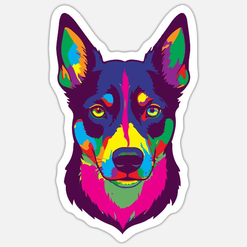 Cadeau de chien Kelpie - Sticker taille S (10 x 10 cm) - blanc mat