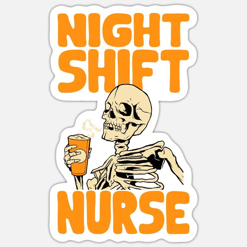 Infirmière de nuit - Sticker taille S (10 x 10 cm) - blanc mat