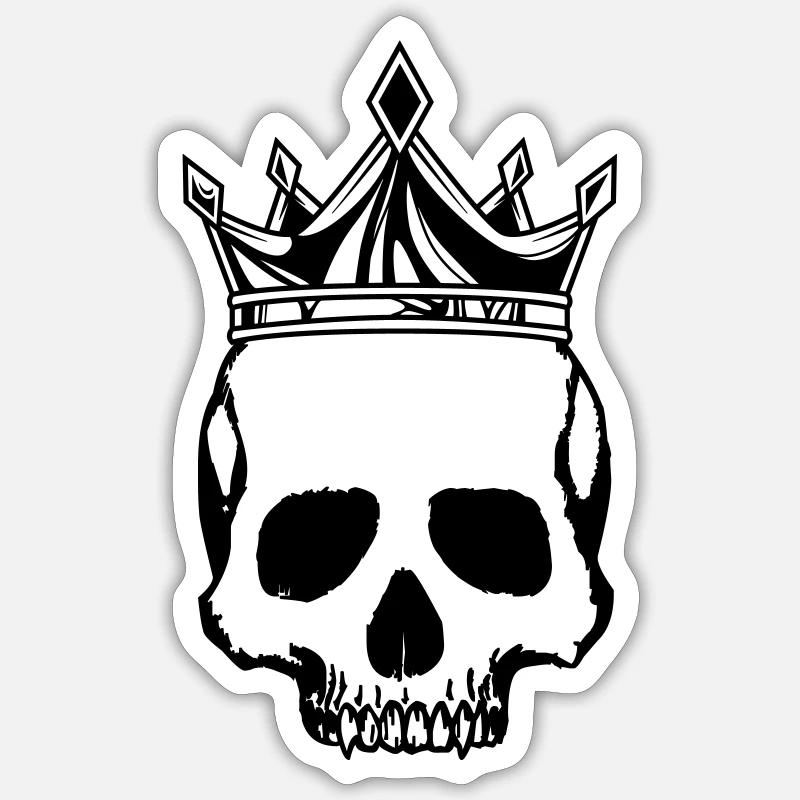 Couronne du roi du crâne - Sticker taille S (10 x 10 cm) - blanc mat