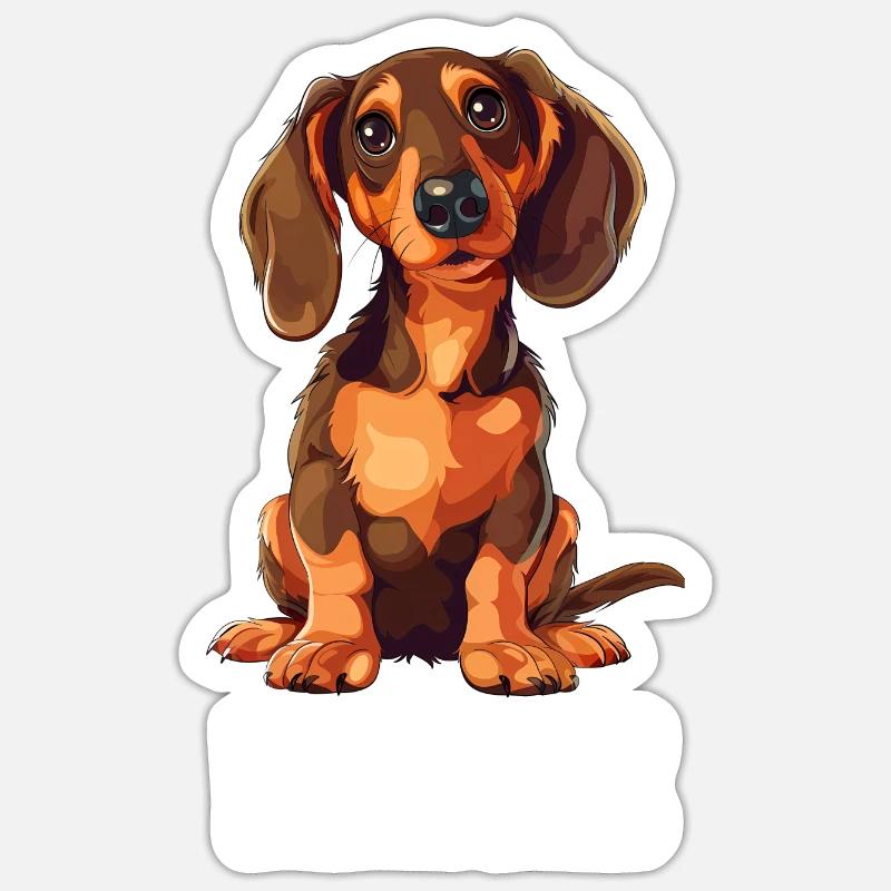 Teckel - Sticker taille S (10 x 10 cm) - blanc mat