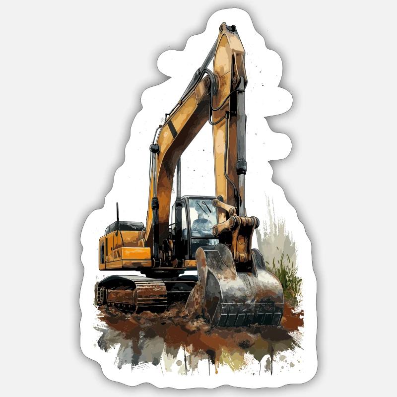 Bagger Excavator Baggerfahrer Sticker Größe S (10 x 10 cm)