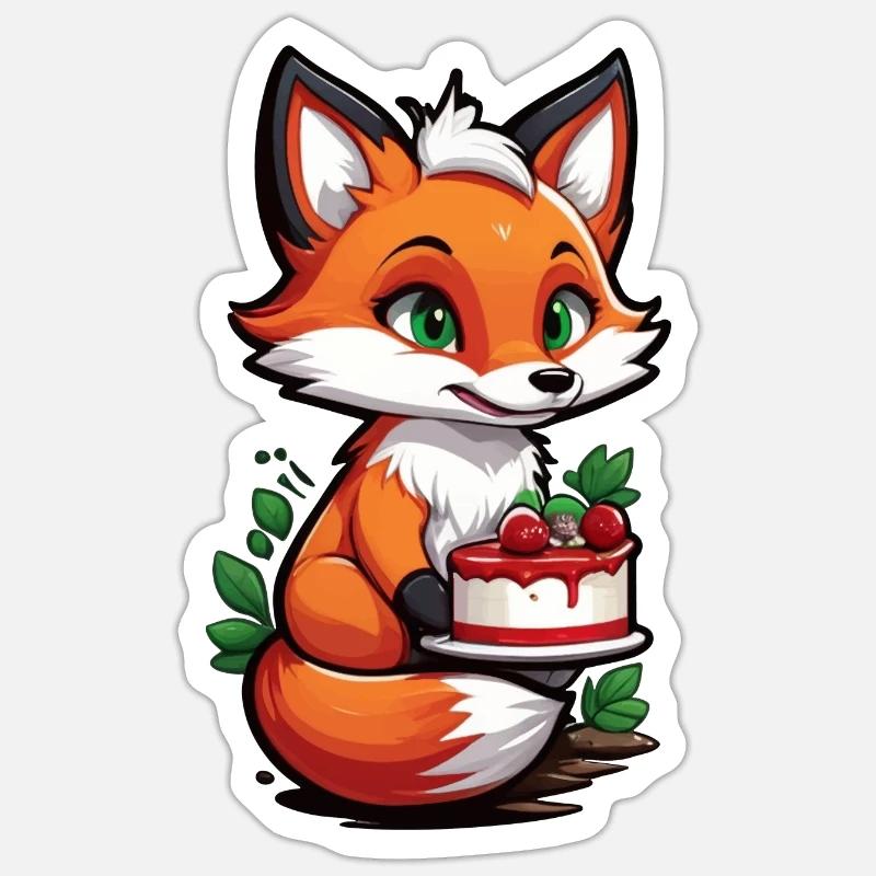 Délice de gâteau Foxy - Sticker taille S (10 x 10 cm) - blanc mat
