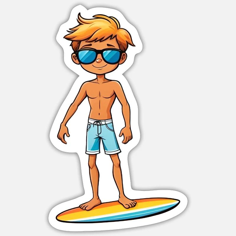 Cooler junger Surfer Dude Boy Sticker Größe S (10 x 10 cm)