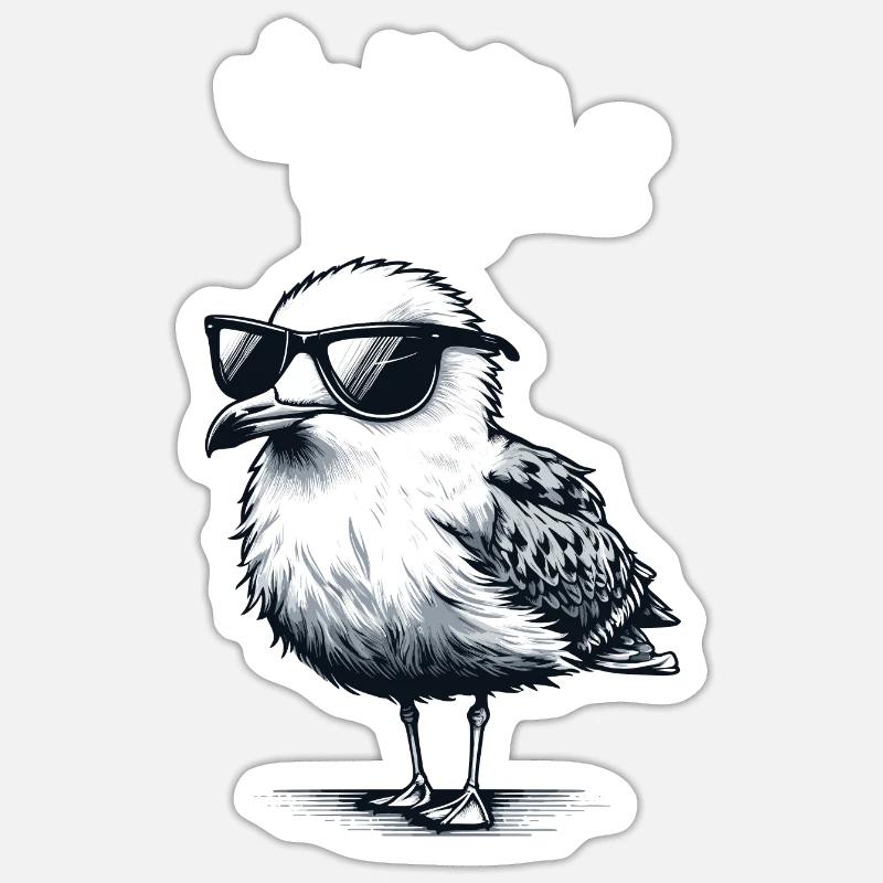 Watt is going on Coole Möwe Nordsee Spruch - Sticker Größe S (10 x 10 cm) - Mattweiß