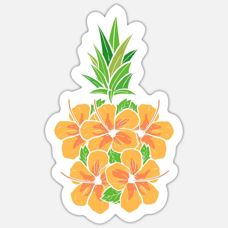 Ananas - Sticker Größe S (10 x 10 cm) - Mattweiß