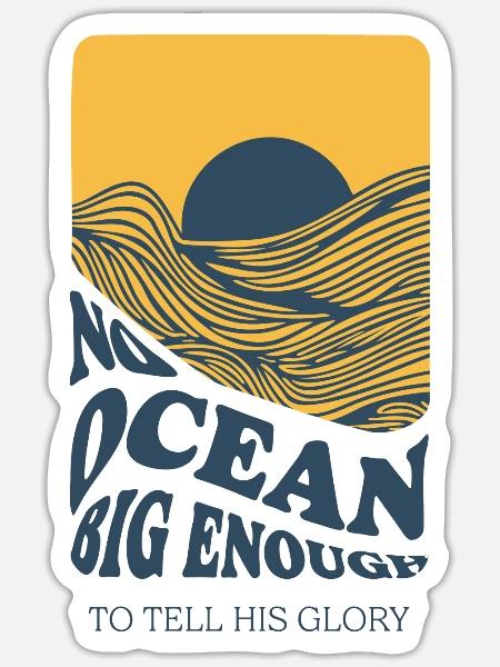 OCEANS - Unique Design T-Shirt, Made in EU - Sticker Größe S (10 x 10 cm) - Mattweiß