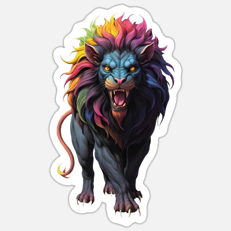 Lion Multicolore Sticker taille S (10 x 10 cm)