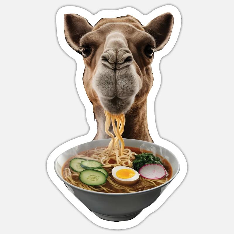 Kamel Ramen - Sticker Größe S (10 x 10 cm) - Mattweiß