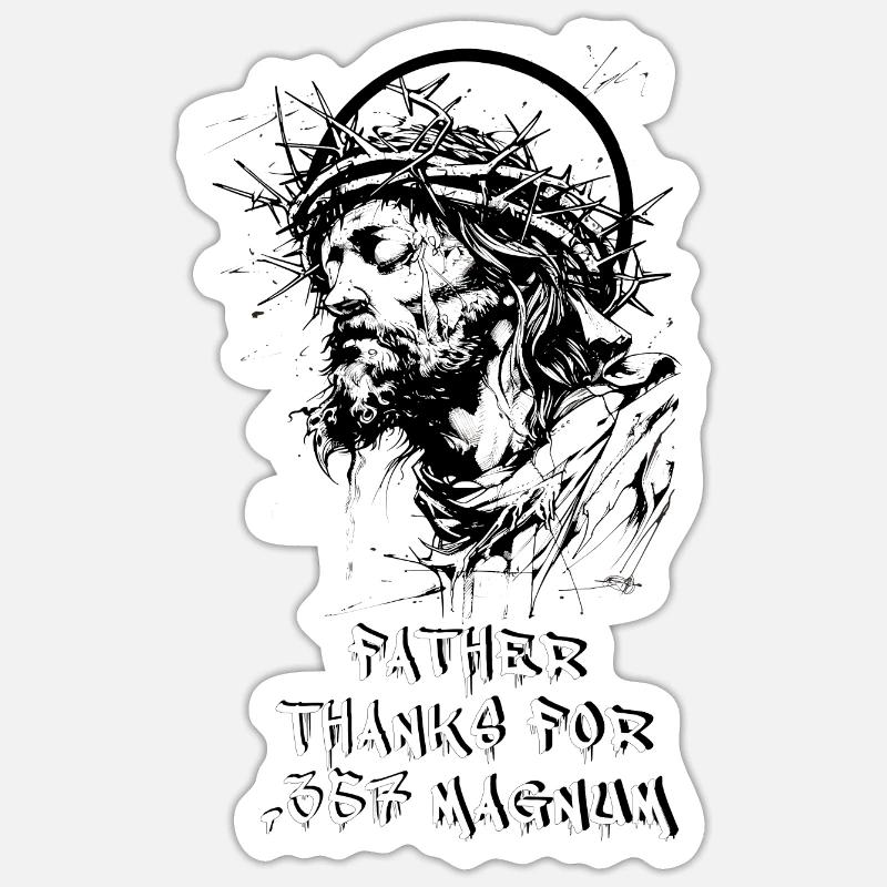 Jesus 357 Magnum Ammunition - Sticker size S (10 x 10 cm) - white matte