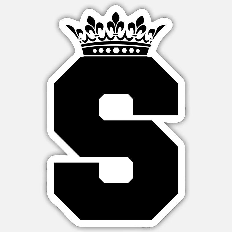 letter S crown - Sticker size S (10 x 10 cm) - white matte
