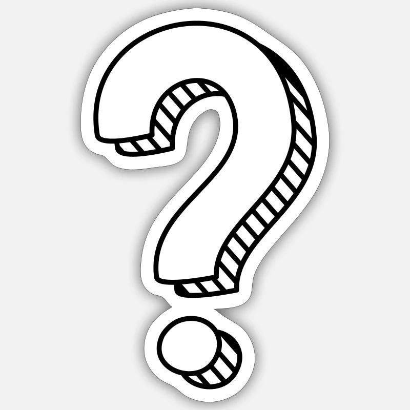 Fragezeichen mit Schatten einfarbig Sticker Größe S (10 x 10 cm)