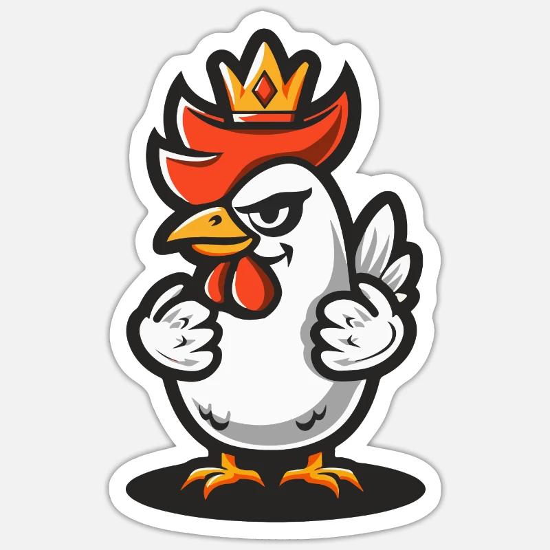 Chicken Comic Crown - Sticker size S (10 x 10 cm) - white matte