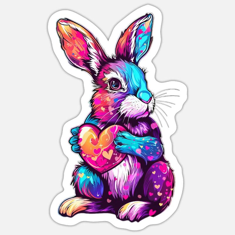 Lapin - Sticker taille S (10 x 10 cm) - blanc mat