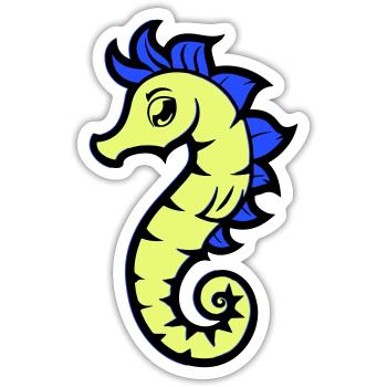 seepferd seepferdchen comic - Sticker Größe S (10 x 10 cm) - Mattweiß - Vorne