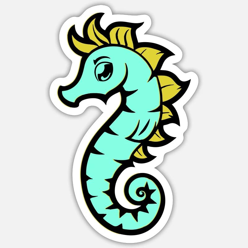 Hippocampe Hippocampe Bande dessinée - Sticker taille S (10 x 10 cm) - blanc mat