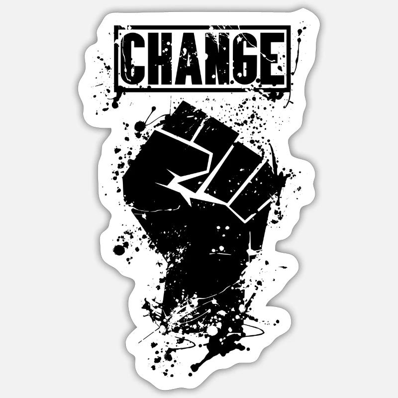 Veränderung durch Revolution Schwarz - Sticker Größe S (10 x 10 cm) - Mattweiß