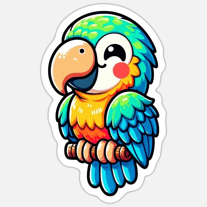 Perroquet - Sticker taille S (10 x 10 cm) - blanc mat