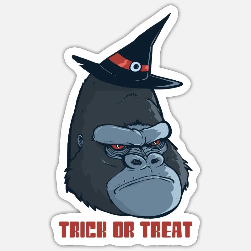 Halloween Gorilla - Sticker size S (10 x 10 cm) - white matte