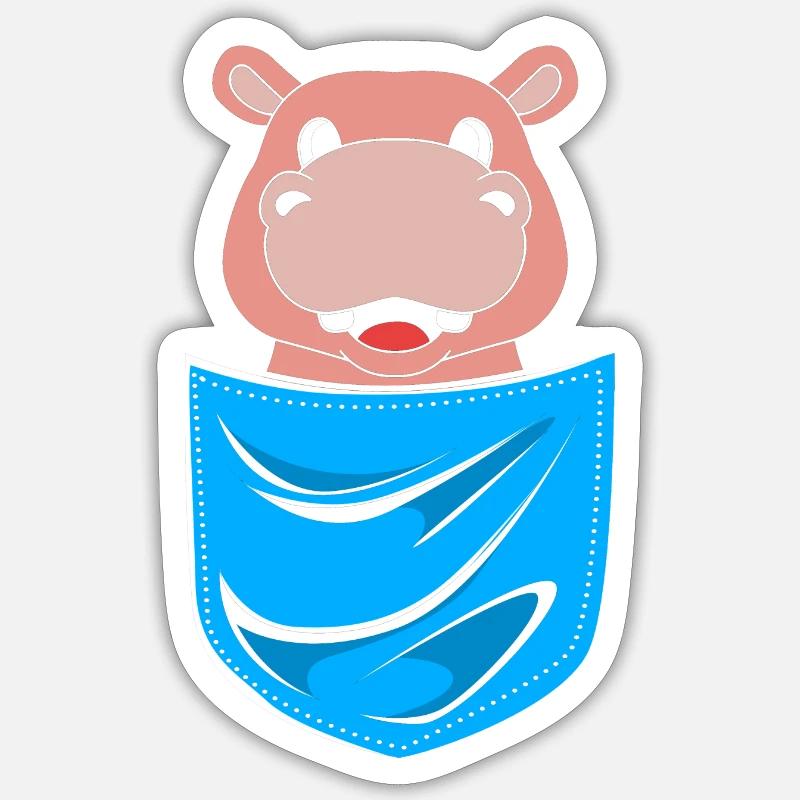 Hippopotame - Sticker taille S (10 x 10 cm) - blanc mat