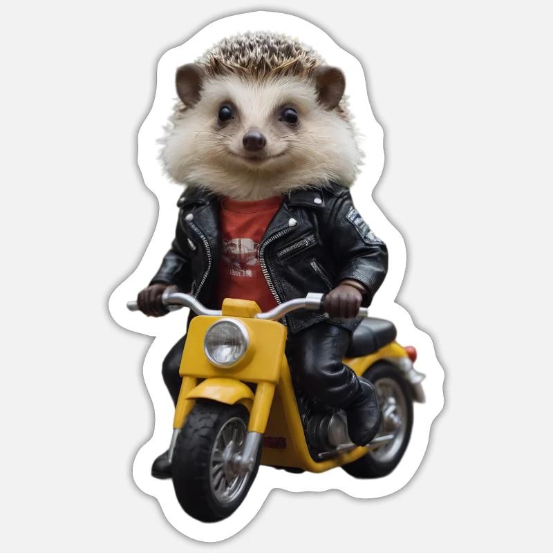 Hérisson scooter - Sticker taille S (10 x 10 cm) - blanc mat