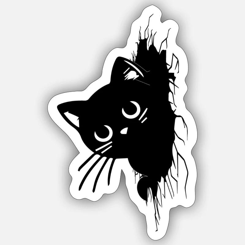 chat - Sticker taille S (10 x 10 cm) - blanc mat