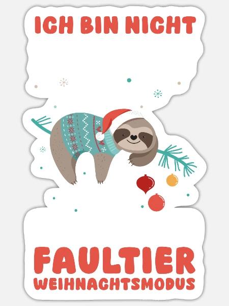 Weihnachtsmann Weihnachtsfest Faultier - Sticker Größe S (10 x 10 cm) - Mattweiß